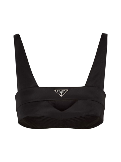 Shop Prada Women's Re-nylon Bra Top In Black