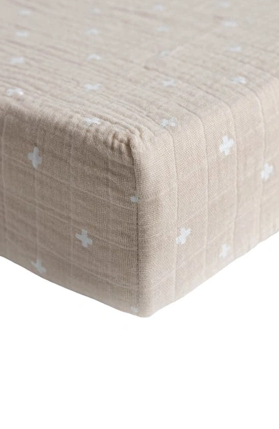 Little Unicorn Cotton Muslin Changing Pad Cover In Taupe Cross