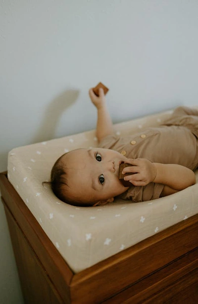 Little Unicorn Cotton Muslin Changing Pad Cover In Taupe Cross