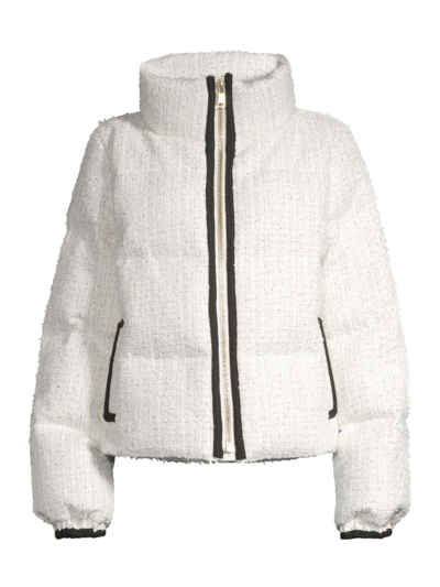 Shop Nicole Benisti Women's Kensington Tweed Puffer Jacket In Ivory