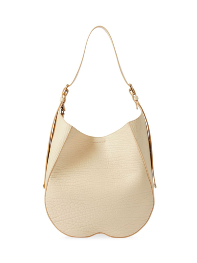 Shop Burberry Women's Medium Chess Leather Shoulder Bag In Pearl