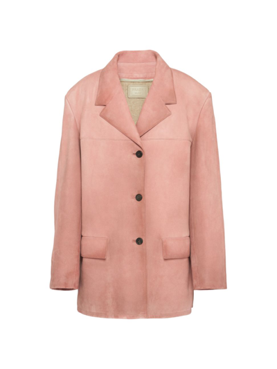 Shop Prada Women's Suede Blazer In Pink