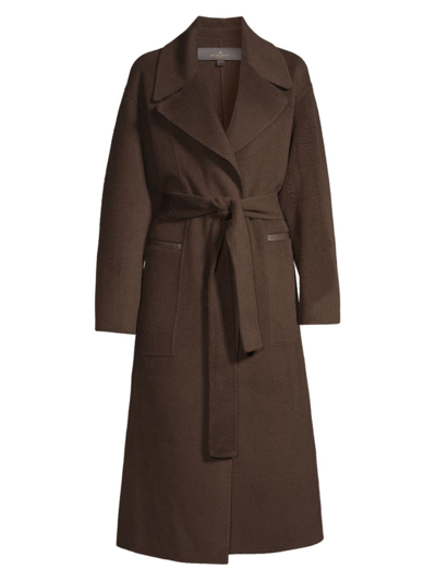 Shop Nicole Benisti Women's Iris Wool-blend Belted Coat In Chocolate