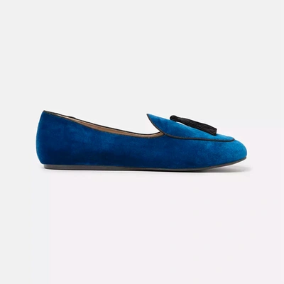 Shop Charles Philip Blue Leather Moccasin