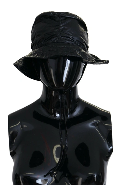 Dolce & Gabbana Black Quilted Faux Leather Women Bucket Cap Hat In Black