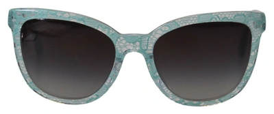 Shop Dolce & Gabbana Blue Dg4190 Lace Crystal Acetate Butterfly Sunglasses