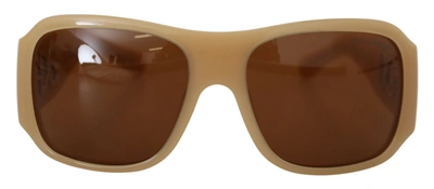 Shop Dolce & Gabbana Cream Dg4027b Swarovski Stones Brown Lens Sunglasses