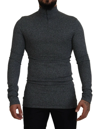 Shop Dolce & Gabbana Dark Gray Nylon Turtleneck Pullover Sweater