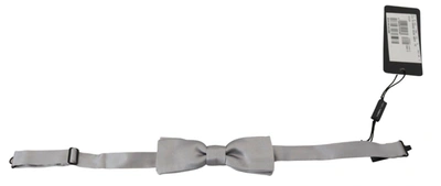 Shop Dolce & Gabbana Gray Silk Adjustable Men Neck Papillon Bow Tie