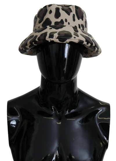 Shop Dolce & Gabbana Multicolor Leopard Print Capello Men Bucket Cap Hat