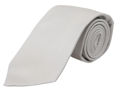 Shop Dolce & Gabbana Off White Silk Patterned Narrow Mens Necktie Tie