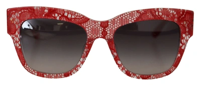Shop Dolce & Gabbana Red Dg4231f Lace Acetate Rectangle Shades Sunglasses