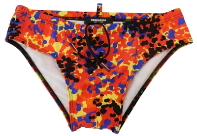 Shop Dsquared² Multicolor Logo Printed Men Swim Brief Swimwear