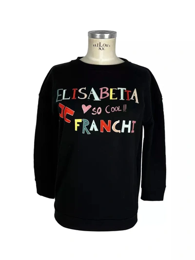 Shop Elisabetta Franchi Black Cotton Sweatshirt