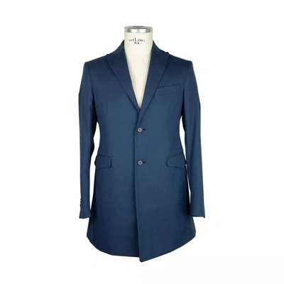 Shop Emilio Romanelli Blue Wool Short Coat