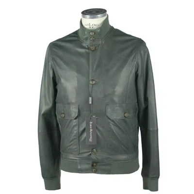 Shop Emilio Romanelli Green Leather Jacket