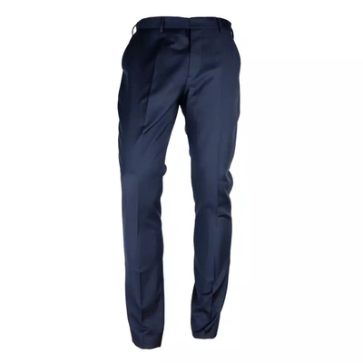 Made In Italy Blue Wool Trousers In Blue