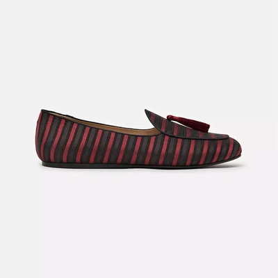 Shop Charles Philip Red Silk Moccasin