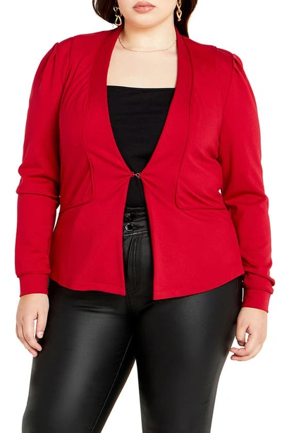 Shop City Chic Piping Praise Ponte Knit Jacket In Cherry