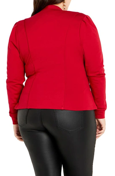 Shop City Chic Piping Praise Ponte Knit Jacket In Cherry