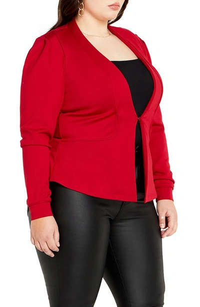 Shop City Chic Piping Praise Ponte Knit Jacket In Cherry