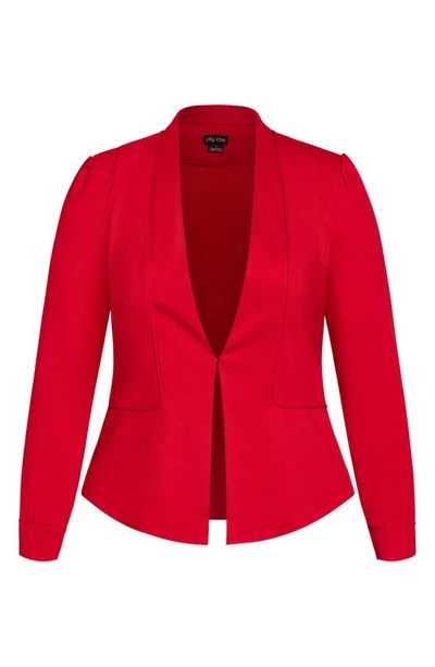 Shop City Chic Piping Praise Ponte Knit Jacket In Cherry