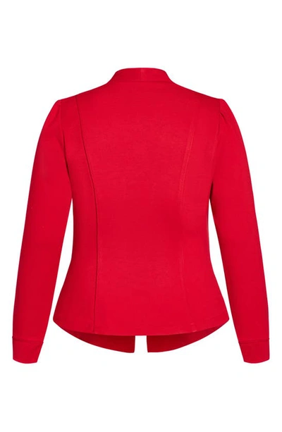 Shop City Chic Piping Praise Ponte Knit Jacket In Cherry