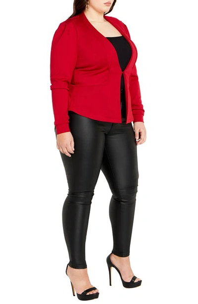 Shop City Chic Piping Praise Ponte Knit Jacket In Cherry