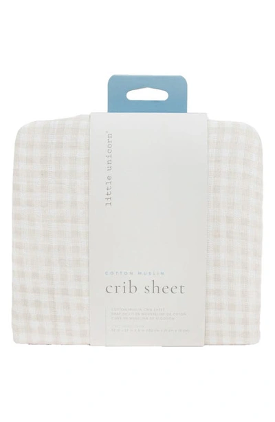 Shop Little Unicorn Cotton Muslin Crib Sheet In Tan Gingham