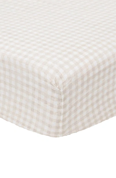 Little Unicorn Cotton Muslin Crib Sheet In Tan Gingham