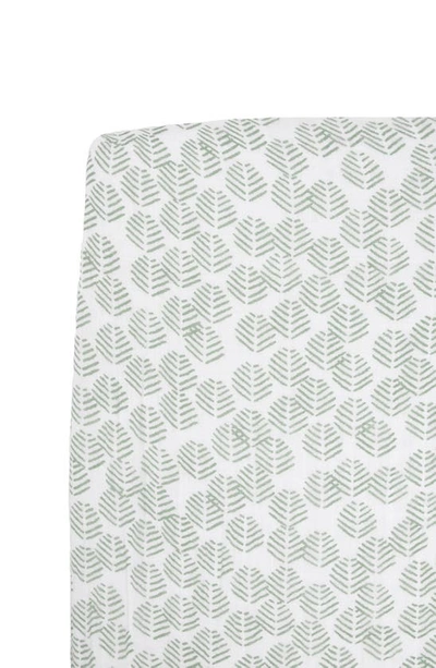 Shop Little Unicorn Cotton Muslin Crib Sheet In Leaf Motif