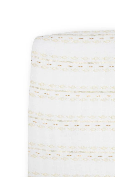 Little Unicorn Cotton Muslin Crib Sheet In Gold Diamond Stripe