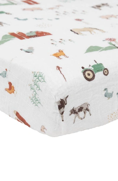 Shop Little Unicorn Cotton Muslin Crib Sheet In Farmyard