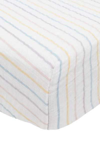Little Unicorn Cotton Muslin Crib Sheet In Unicorn Stripe