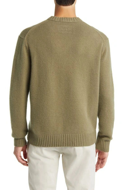 Shop Frame Cashmere Crewneck Sweater In Khaki Green