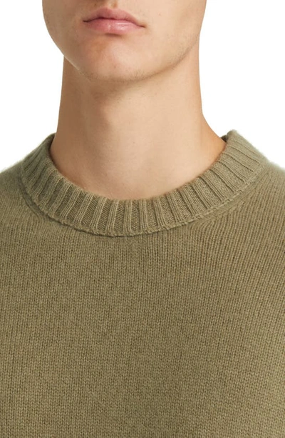 Shop Frame Cashmere Crewneck Sweater In Khaki Green