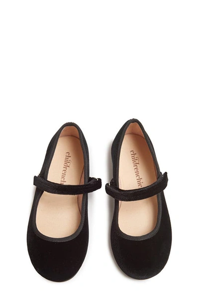 Shop Childrenchic Velvet Mary Jane Shoe In Black
