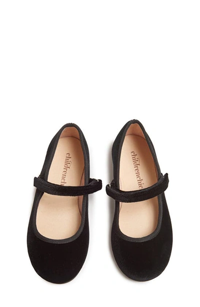 Childrenchic Velvet Mary Jane Shoe In Black