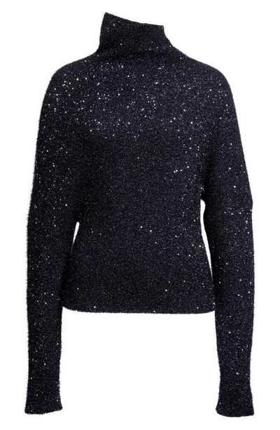 Shop Proenza Schouler Sequin Turtleneck Sweater In Navy