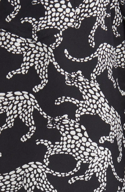 Shop Rails Kate Lynx Print Silk Button-up Shirt In Black Lynx
