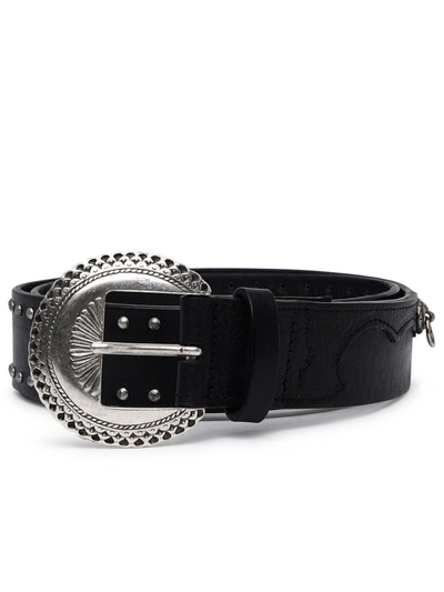 Shop Golden Goose Black Leather Belt On The Black Leather Ring
