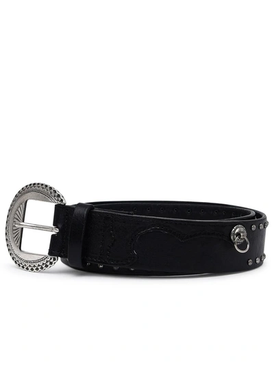 Shop Golden Goose Black Leather Belt On The Black Leather Ring