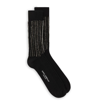 Shop Dolce & Gabbana Diamanté-embellished Ankle Socks In Multi