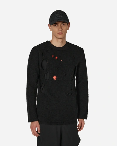 Shop Comme Des Garcons Black Distressed Crewneck Sweater In Black
