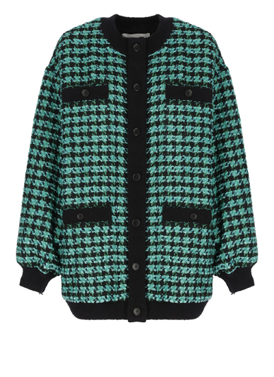 Shop Msgm Cotton Blend Cardigan In Green
