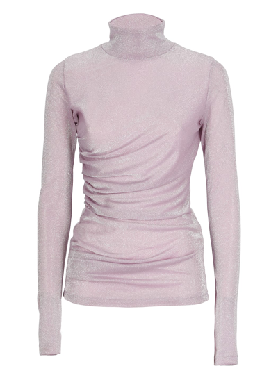 Shop Msgm Lurex T-shirt In Pink
