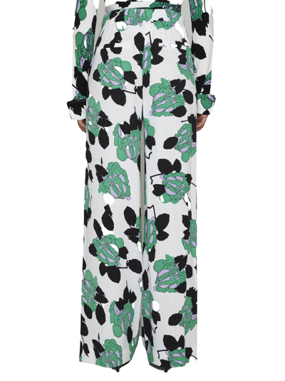 Shop Diane Von Furstenberg Pants In Camo Floral Lg Ivory