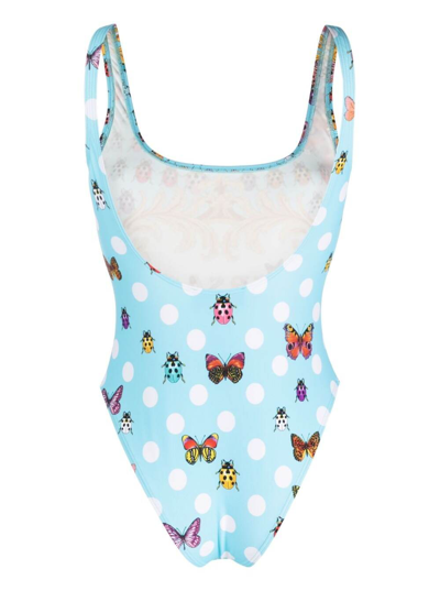 Shop Versace 95 Butterfly And Ladybugs Pirnt Oncepiece Swimsuit In Pink