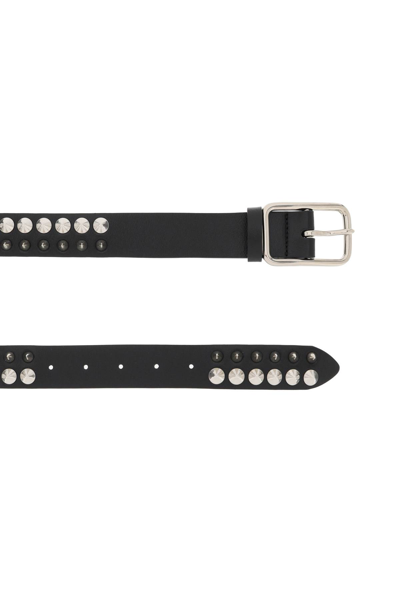Shop Alessandra Rich Leather Belt With Spikes In Black (black)