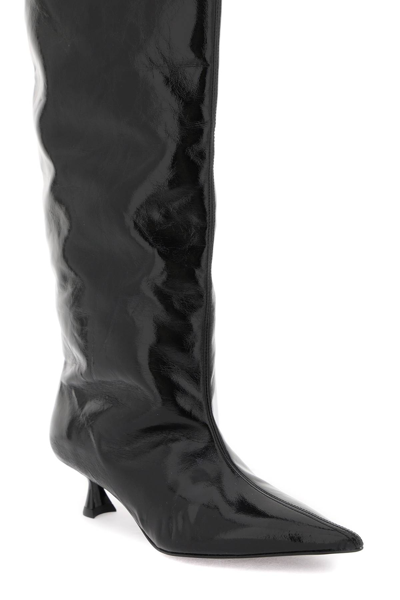 Shop Ganni Soft Slouchy High Boots In Black (black)